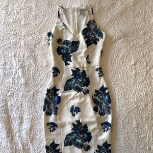 Black White and Blue Flora Dress